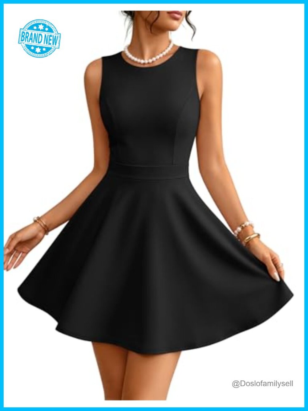 A-Line Sleeveless Mini Dress Crewneck Lined Party Cocktail Club